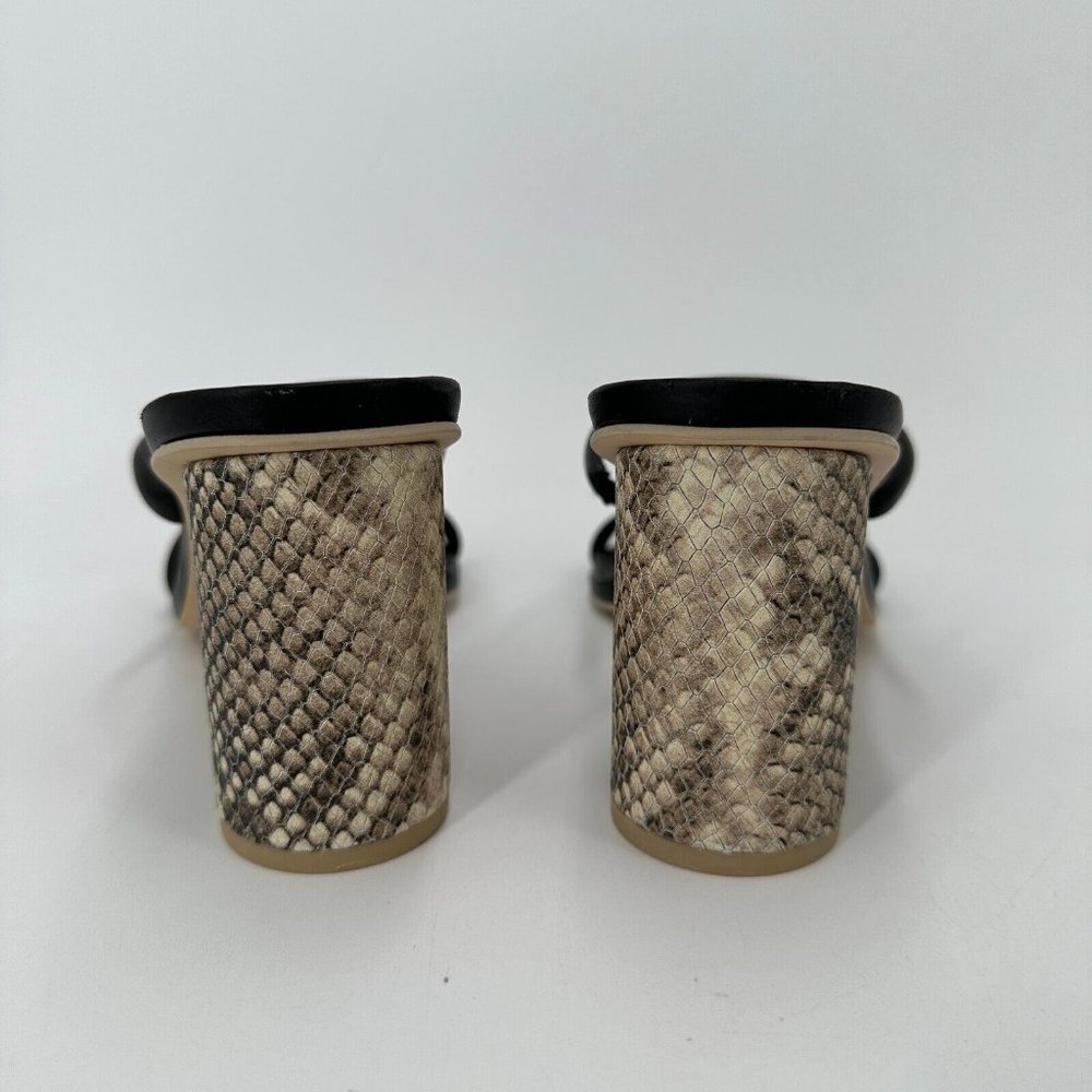 Dolce Vita Black Noles Double Strap Slip-on Heeled Sandal Snakeskin Heel size 10 - Picture 3 of 7